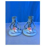Roseville Ceramic Bud Vases Pair