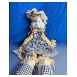 Vintage Ceramic Face Country Bunny Doll