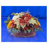Artificial Autumn Floral Arrangement in Wooden Pot