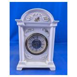 Vintage Style Glass Mantel Clock w/ Rose Detail
