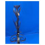 Metal Leaf Candleholder Stand Black Bronze Accent