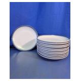 White Dinner Plates with Blue Rim