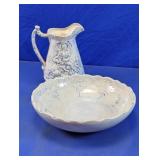 Relief Decor Pitcher & Decorative Bowl