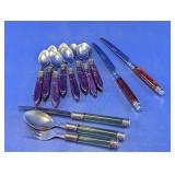Mixed Resin Handle Stainless Flatware Lot