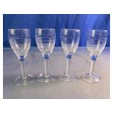 Etched Glass Cordial Liqueur Glasses