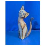 Handcrafted Wooden Cat Figurine Decor