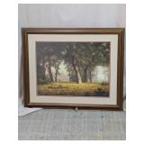 Framed Woodland Deer Landscape Art Print