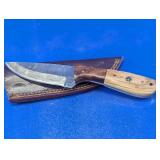 Damascus Style Fixed Blade Hunting Knife & Sheath
