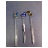 Vintage Hand-Blown Glass Drink Stirrers Trio
