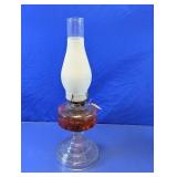 Vintage Amber & Clear Glass Kerosene Oil Lamp