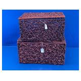Woven Seagrass Lidded Storage Baskets Duo