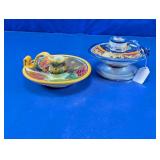 Vintage Mexican Hand-Painted Candleholders Duo