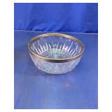 Pressed Glass Serving Bowl With Silver Tone Rim