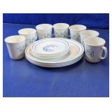 Blue Floral Dinnerware & Mug Set