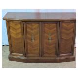 Vintage Wood Bow Front Accent Credenza Cabinet
