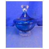 Blue Glass Covered Pedestal Dish