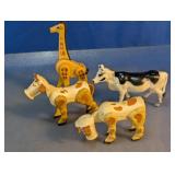 Vintage Plastic Toy Animal Figures Set Giraffe