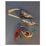 Vintage Clip-On Glass Bird Christmas Ornaments
