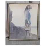Framed Christine Rosamond 'Sea Wall' Art Print