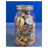 Mixed Costume Jewelry & Watches Jar Assortment