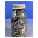 Assorted Metal Keys in Glass Mason Jar