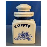 Blue Floral Ceramic Coffee Canister Container