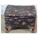 Floral Upholstered Wooden Footstool Ottoman