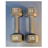 10 LB Cast Iron Hex Dumbbells