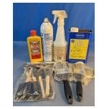 Assorted Cleaning Supplies & Painting Brushes Lot