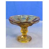 Vintage Amber Glass Pedestal Compote Bowl