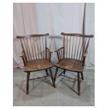 Wood Spindle-Back Armchairs