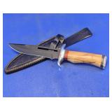 Black Bowie Style Hunting Knife & Leather Sheath