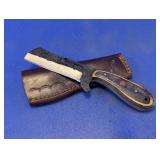 Textured Blade Cleaver Knife & Leather Sheath