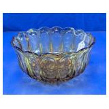 Amber Glass Scalloped Serving Bowl