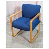 Vintage UNICOR Blue Fabric Sled Base Armchair