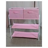 Pink 3-Tier Storage Rack Unit w/ Fabric Bins