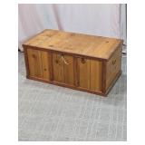 Wood Storage Chest With Hinged Lid