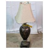 Ornate Floral Table Lamp Beaded Fringe Shade