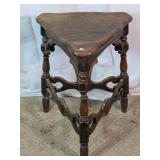 Triangular Carved Wood Accent Table