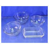 Glass Mixing Bowls & Baking Dish Lot