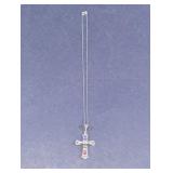 925 Sterling Silver Multi-Gemstone Cross Necklace