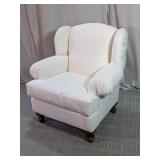 White Upholstered Rolled Arm Accent Chair