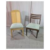 Mismatched Upholstered Wood Dining Chairs