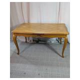 French Style Oak Parquetry Draw-Leaf Dining Table