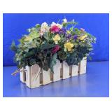 Artificial Flower Wooden Planter Centerpiece