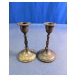 Engraved Metal Candlestick Holders