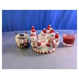 Snowman Candle Holder & Glade Votive Candle Set