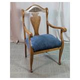 Carved Open-Back Upholstered Armchair