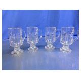 Vintage Etched Glass Footed Irish Coffee Mugs Lot