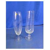 Vintage Etched Stemmed Glass Floral Vases